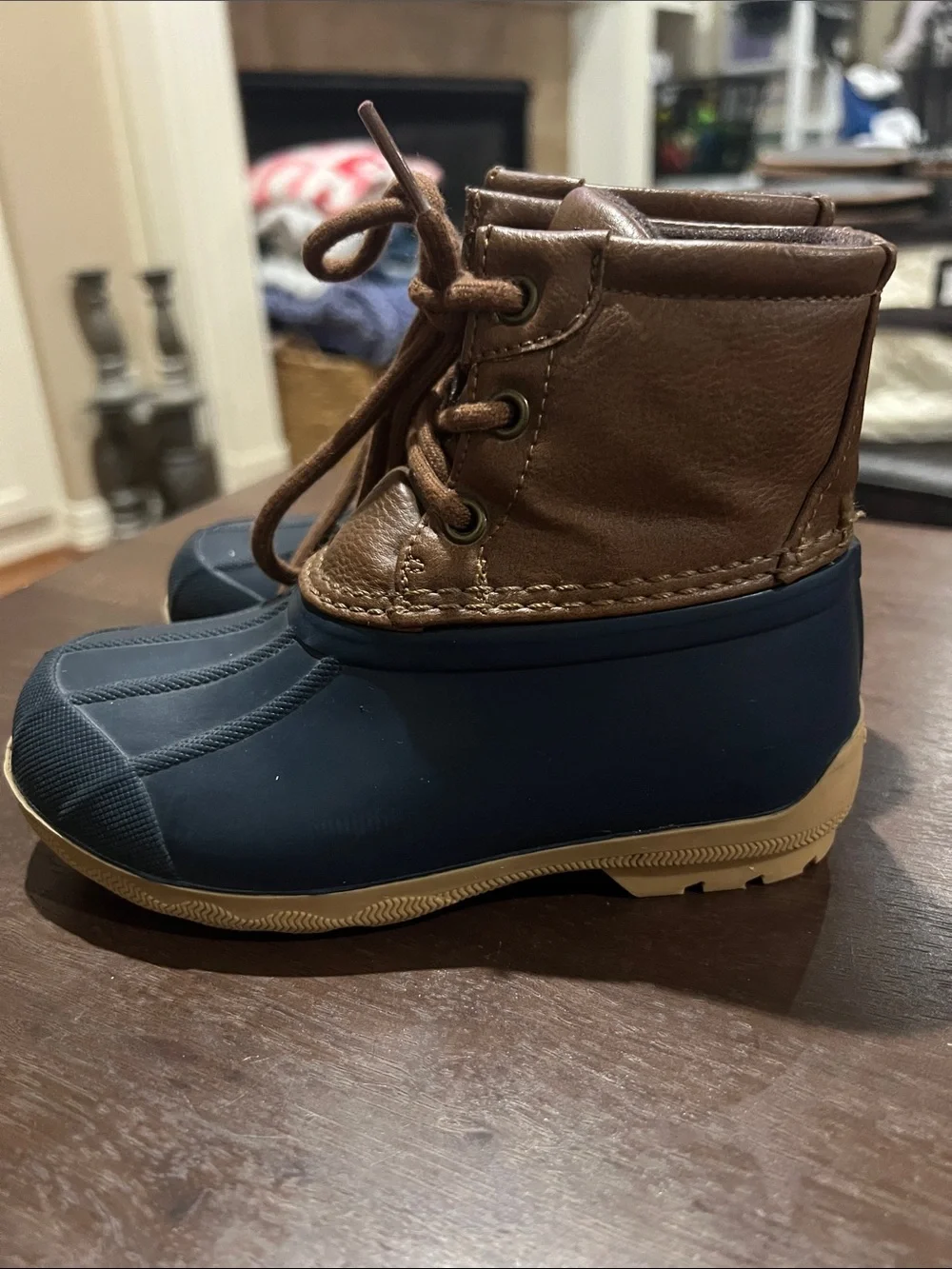 Sperry Navy and Brown Lace-Up Duck Boots